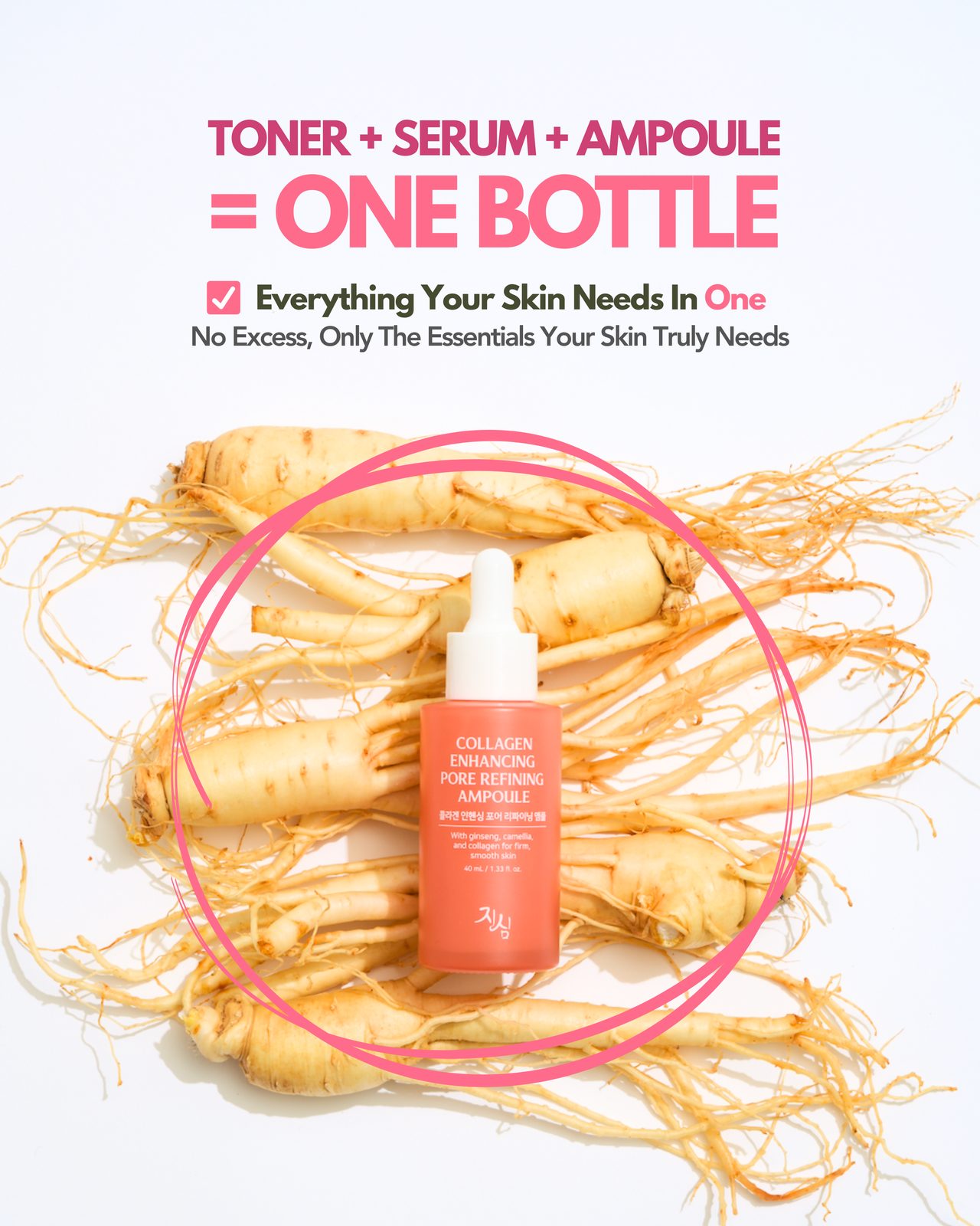 Collagen Ampoule on ginseng roots