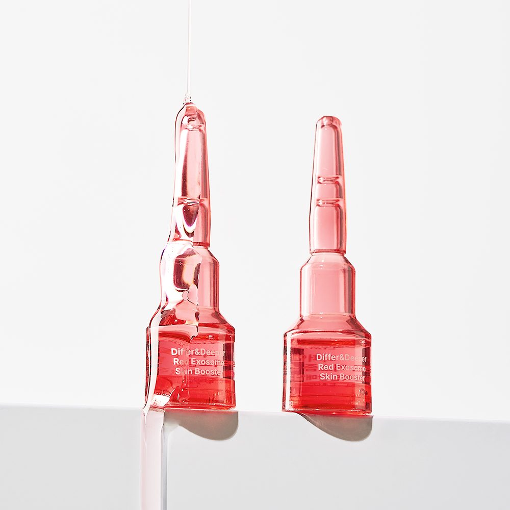 Red Exosome Skin Booster vials dripping