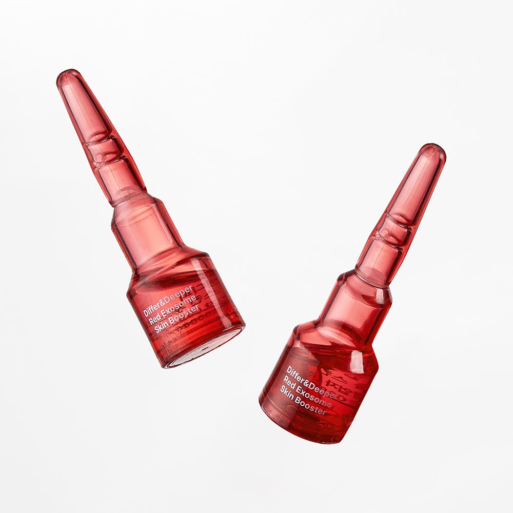 Red Exosome Skin Booster vials angled