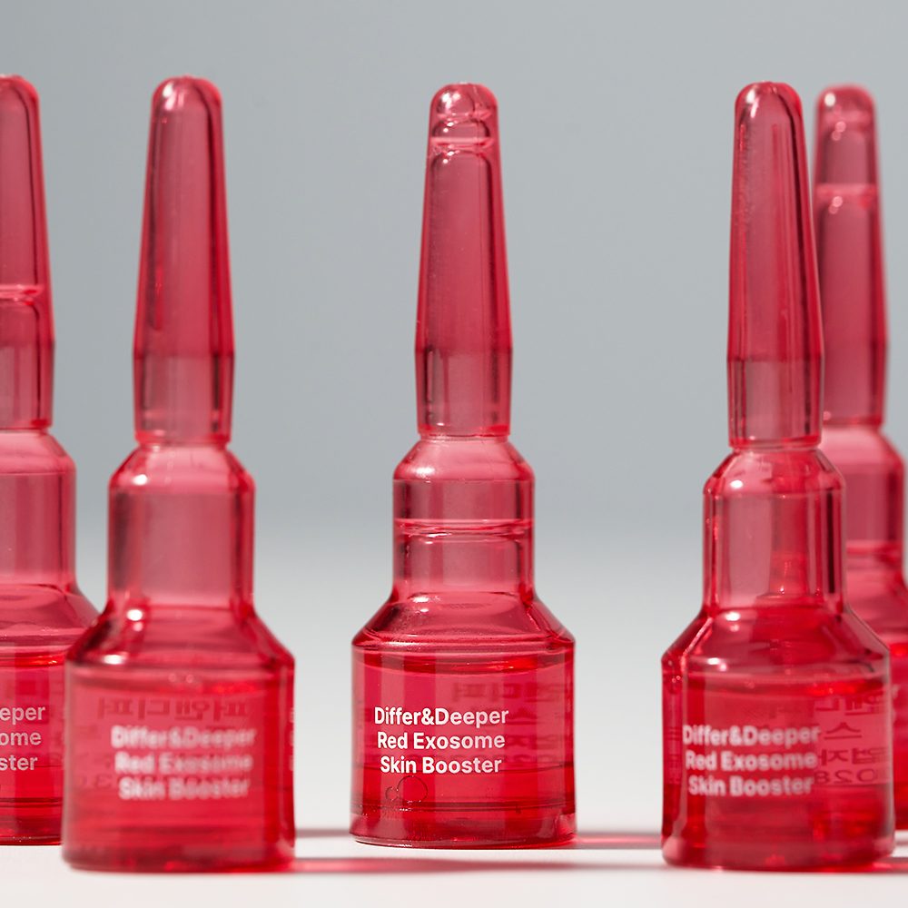 Red Exosome Skin Booster vials close up